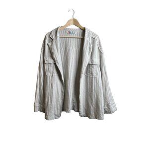 FP Beach Oversized Shirt Jacket Coverup Size Medium Cream Semi Sheer